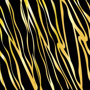 Siyah bir arka planda Altın çizgili bir kaplan rengini taklit Dikişsiz desen
