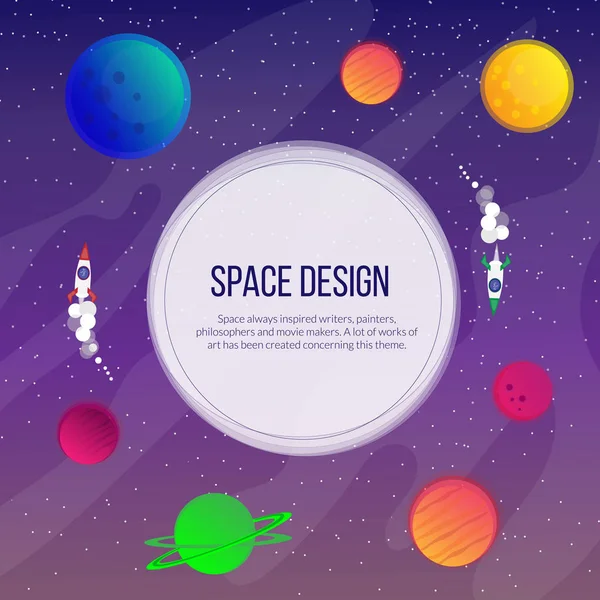 Space Illustration Bright Planets Stars — Stock Vector