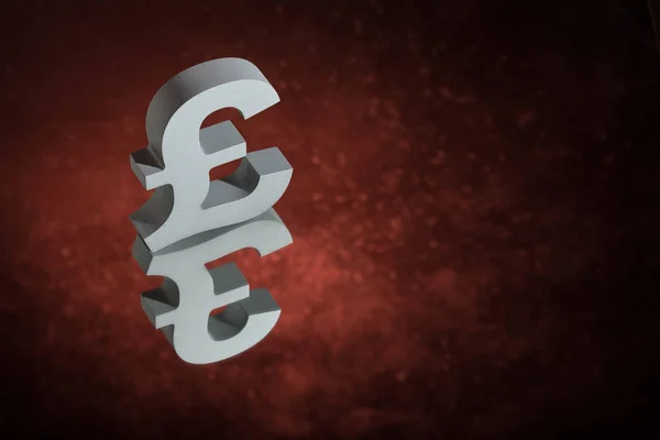 British Currency Symbol or Sign With Mirror Reflection on Red Dusty Background — Stock Photo, Image