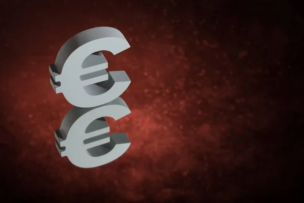 EU Currency Symbol or Sign With Mirror Reflection on Red Dusty Background — Stock Photo, Image