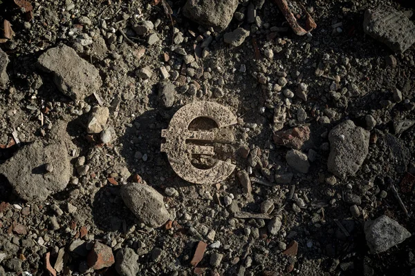 Symbole Euro sur la terre — Photo