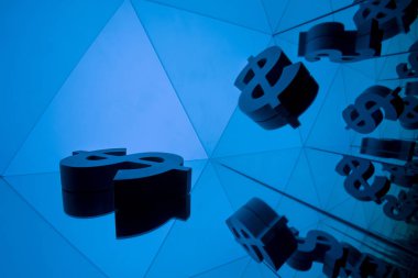 Çok fazla yansıtma resim Doları para birimi simgesiyle