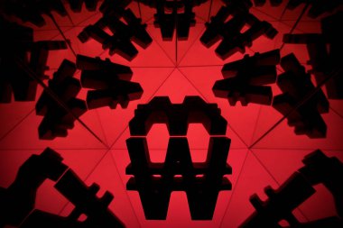 Para birimi simgesini kendisi birçok yansıtma görüntüleri ile kazandı