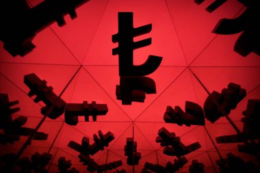 Kendisi birçok yansıtma görüntüleri ile Türk Lirası para birimi simgesi