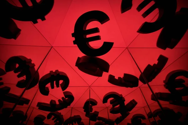 Euro Currency Symbol With Many Mirroring Images of Itself