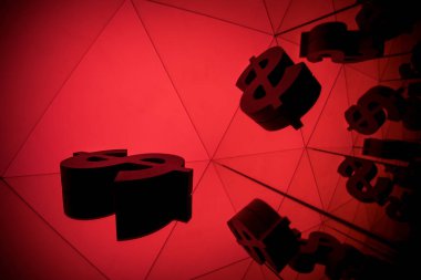 Kendisi birçok yansıtma görüntülerini Doları para birimi simgesiyle