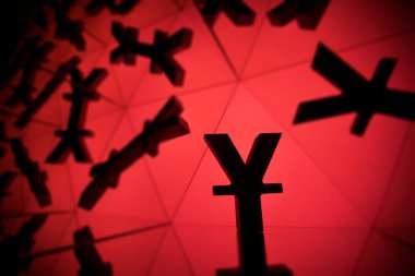 Yen ya da çok fazla yansıtma resim Yuan para birimi simgesiyle