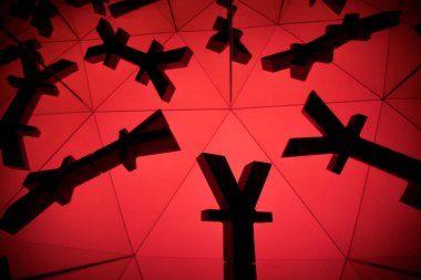 Yen ya da çok fazla yansıtma resim Yuan para birimi simgesiyle
