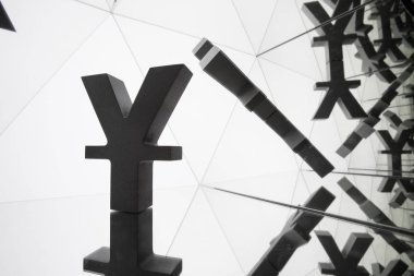 Yen ya da çok fazla yansıtma resim Yuan para birimi simgesiyle