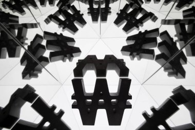 Para birimi simgesini kendisi birçok yansıtma görüntüleri ile kazandı