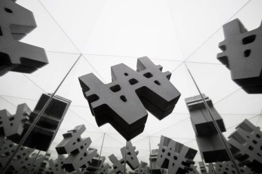 Para birimi simgesini kendisi birçok yansıtma görüntüleri ile kazandı