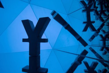 Yen ya da çok fazla yansıtma resim Yuan para birimi simgesiyle