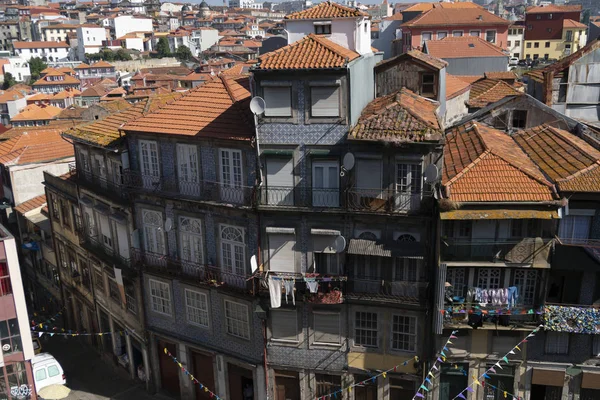 Porto Portekiz Porto Portekiz Renkli Eski Evlerin Panoramik Görünüm — Stok fotoğraf