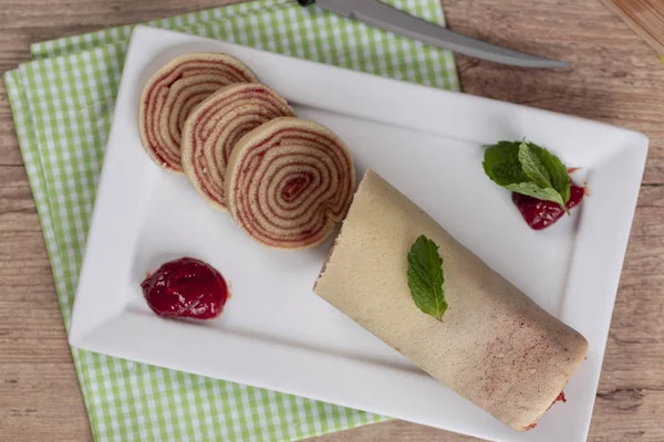 Bolo Rolo Swiss Roll Roll Cake Typische Braziliaanse Dessert Van — Stockfoto