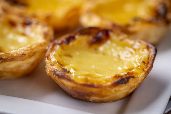 Типичные Португальские Пироги Заварным Кремом Pastel Nata Pastel Belem Традиционная — стоковое фото