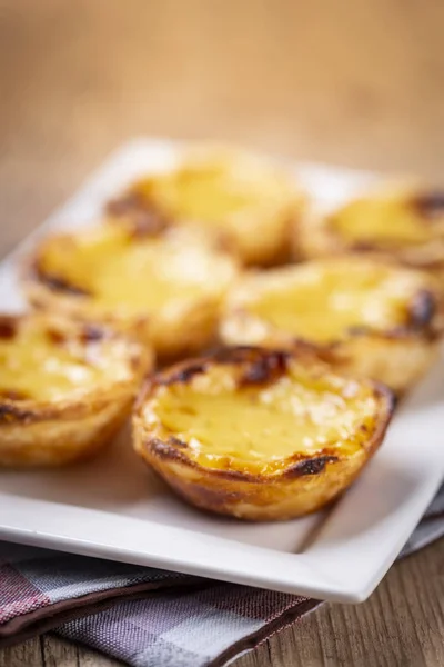 Typiska Portugisiska Vaniljsås Pajer Pastel Nata Eller Pastel Belém Traditionella — Stockfoto