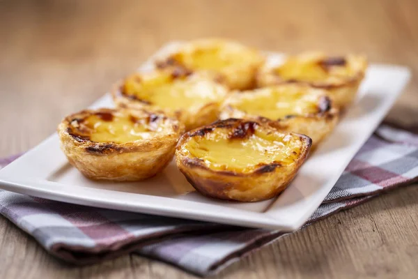 Typische Portugese Vla Taarten Pastel Nata Pastel Belem Traditionele Portugese — Stockfoto