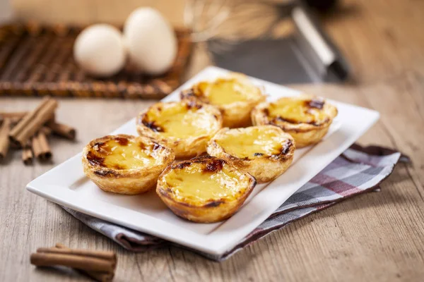 Typical Portuguese Custard Pies Pastel Nata Pastel Belem Traditional Portuguese — Stock Photo, Image