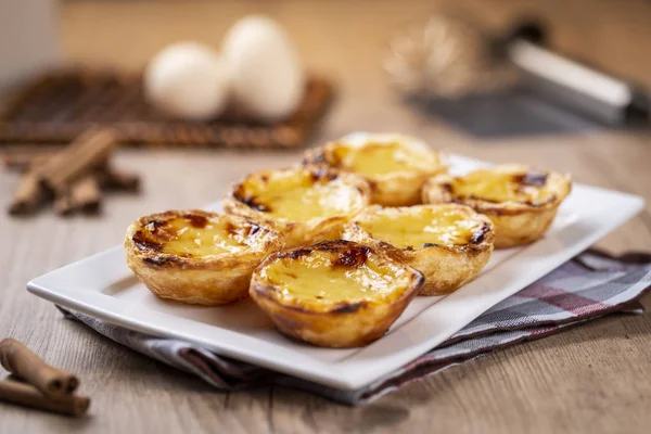 Τυπικά Πορτογαλικά Κρέμα Πίτες Παστέλ Nata Pastel Belem Παραδοσιακή Πορτογαλική — Φωτογραφία Αρχείου