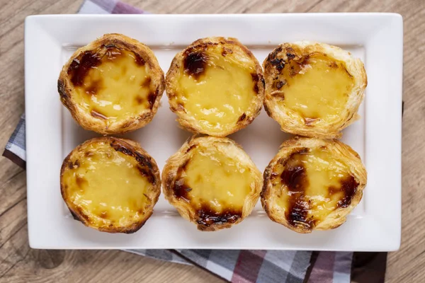 Typiska Portugisiska Vaniljsås Pajer Pastel Nata Eller Pastel Belém Traditionella — Stockfoto