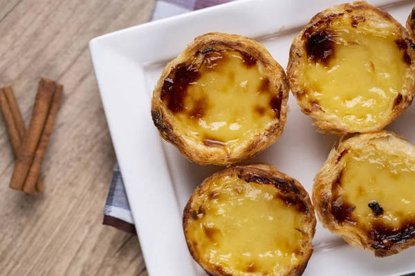 Typiska Portugisiska Vaniljsås Pajer Pastel Nata Eller Pastel Belém Traditionella — Stockfoto