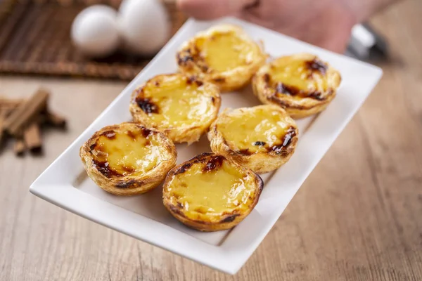 Typiska Portugisiska Vaniljsås Pajer Pastel Nata Eller Pastel Belém Traditionella — Stockfoto