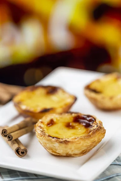 Typiska Portugisiska Vaniljsås Pajer Pastel Nata Eller Pastel Belém Traditionella — Stockfoto