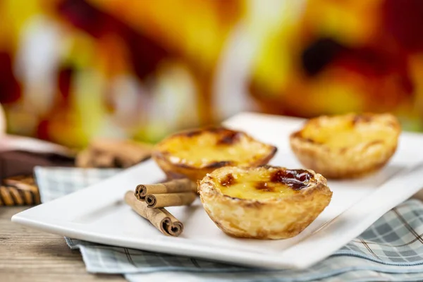 Typiska Portugisiska Vaniljsås Pajer Pastel Nata Eller Pastel Belém Traditionella — Stockfoto