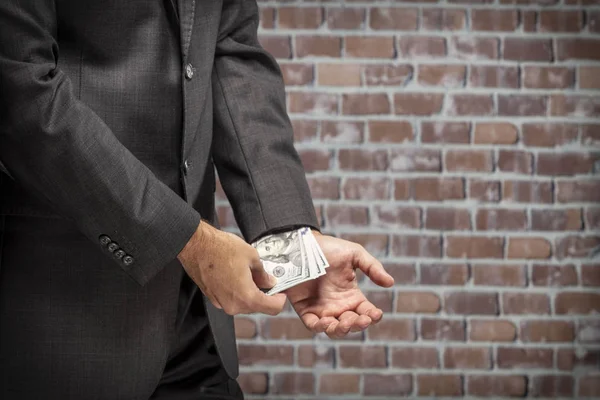 Brasilianischer Mann Mit Geldscheinen Handschellen Einem Gefängnis Korruption Korrupte Politiker — Stockfoto