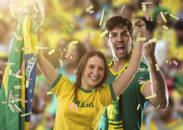 Brazilian couple Celebrating — Stock Photo, Image