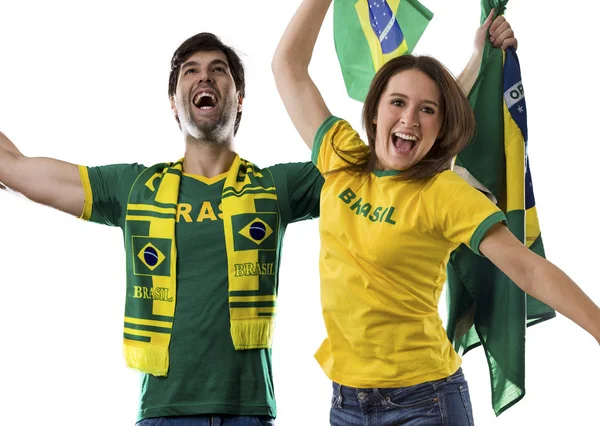 Brazilian couple Celebrating — Stock Photo, Image