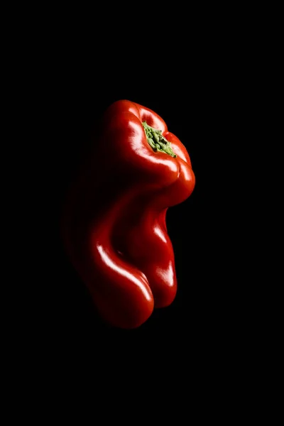 Red Bell Peppers Lit Black Background — Stock Photo, Image