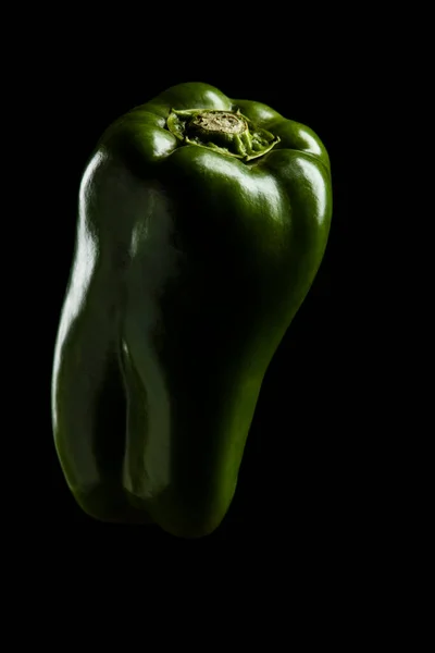 Zöld Csengő Paprika Világít Fekete Háttér — Stock Fotó