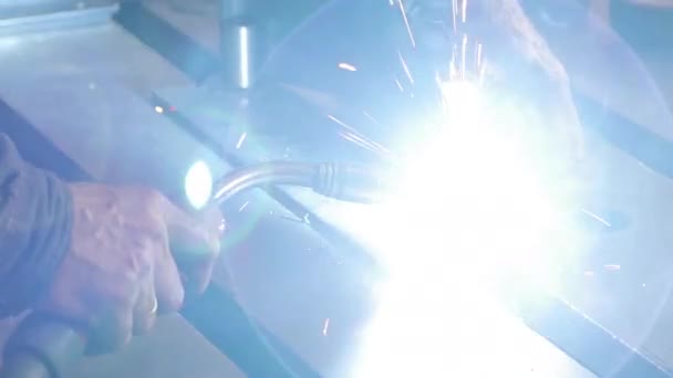 Welder Industrial part , work with iron — Stock Video