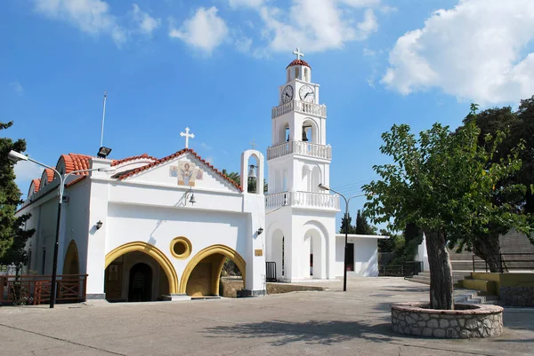 Iglesia Del Monasterio Tsampika Verano Isla Rodas Grecia —  Fotos de Stock