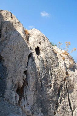 Kritinia Kalesi, Kritinia Köyü, Rodos, Yunanistan kalıntıları taş duvarlarından deniz görünümü