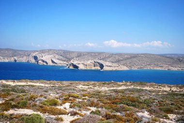 Gökyüzü, Prasonisi, Rodos, Yunanistan denizle tepelerle görünümünü