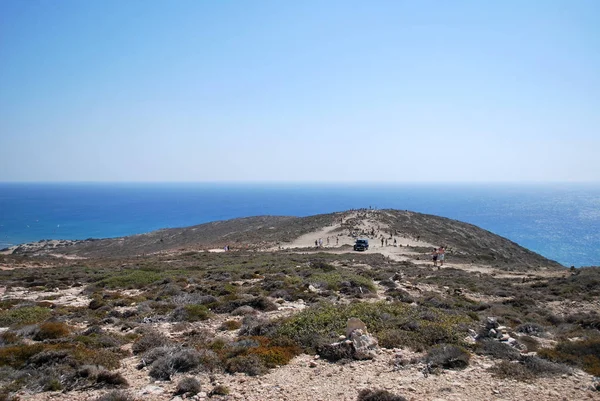 Gökyüzü Prasonisi Rodos Yunanistan Denizle Tepelerle Görünümünü — Stok fotoğraf