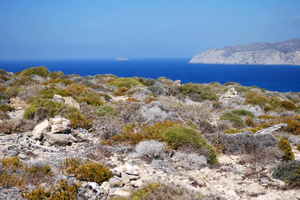 Vue Des Collines Sur Mer Contre Ciel Prasonisi Île Rhodes — Photo