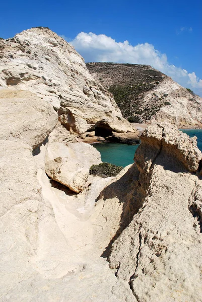 Vista Playa Arena Entre Las Colinas Prasonisi Isla Rodas Grecia —  Fotos de Stock