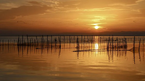 Valencia Albufera'da gün batımı.