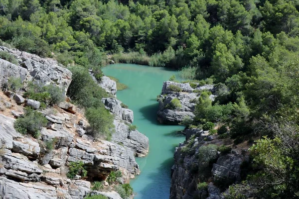 Rio Guadalhorce em caminito del rey caminho . — Fotografia de Stock