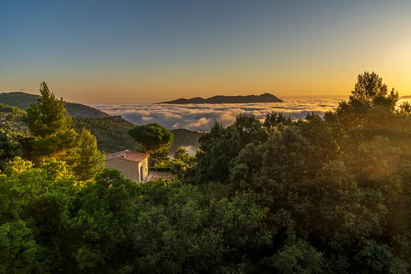 Sunrise Views Montcabrer Mountain Day Clouds Cocentaina Alicante Spain — Stock Photo, Image