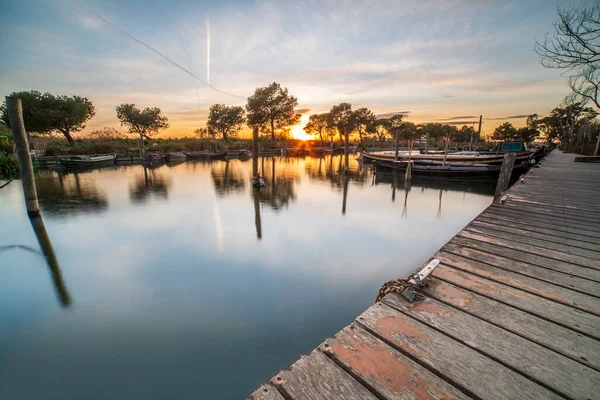 Sonnenuntergang Hafen Von Catarroja Der Albufera Von Valencia Spanien — Stockfoto