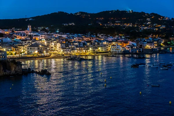 Uitzicht Stad Calella Palafrugell Nachts Girona Catalonië Spanje — Stockfoto