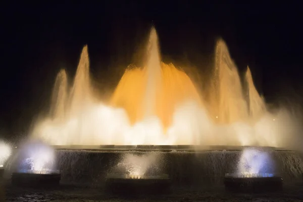 Krásné Barevné Fontány Městské Centrum Barcelon — Stock fotografie