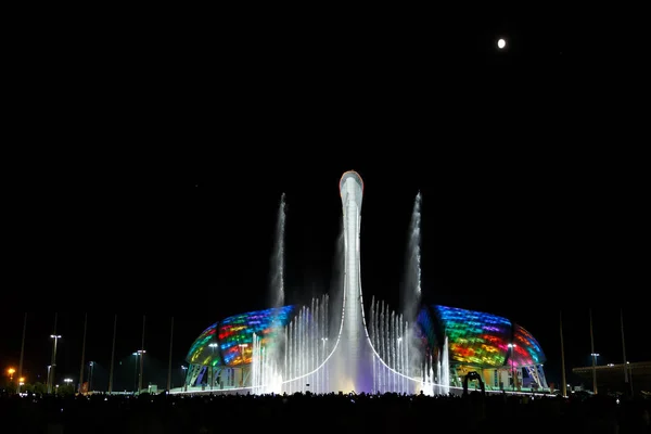 Beautiful Fountain City Sochi Background Stadium Fisht — Stock Photo, Image