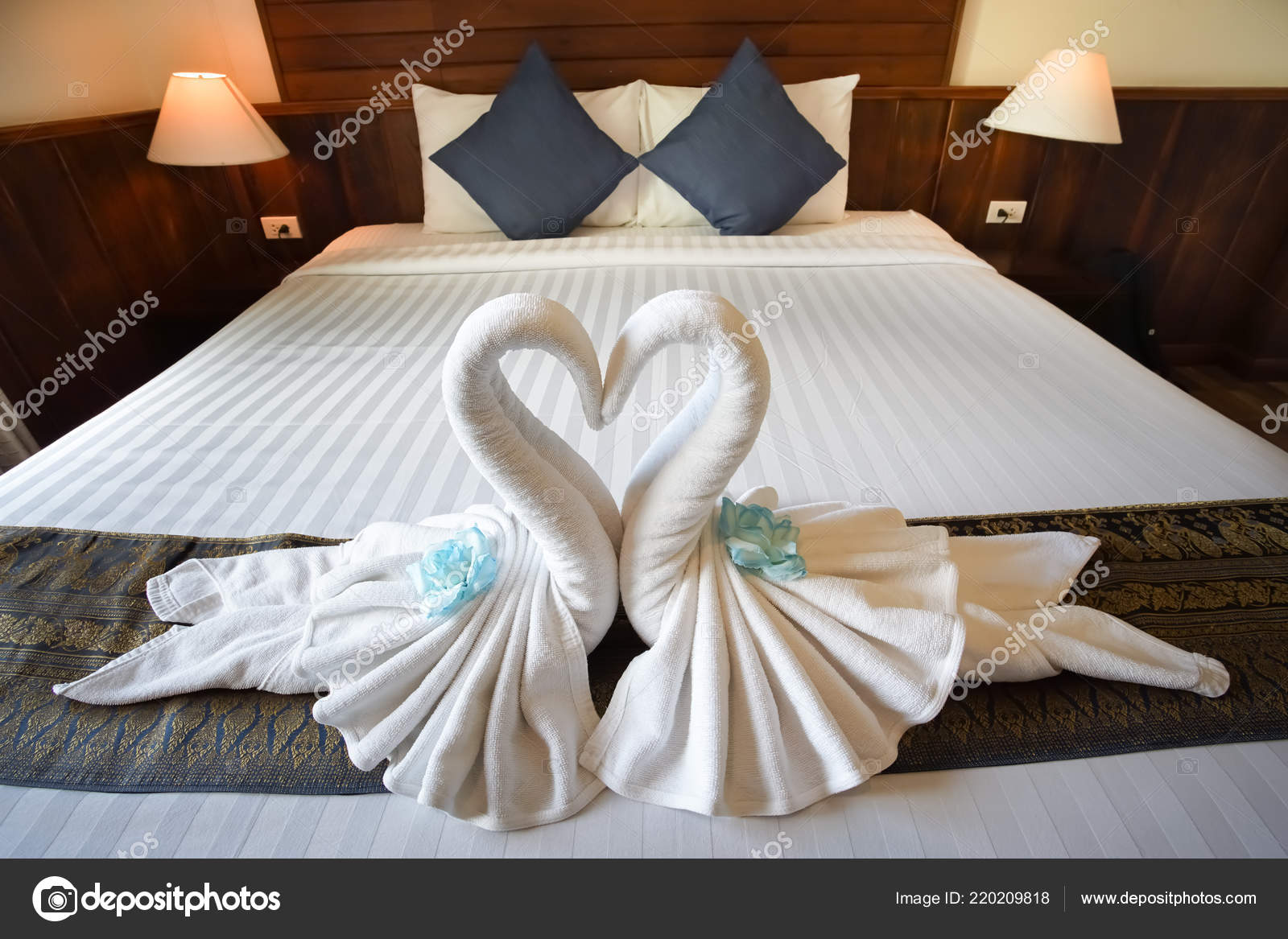 Love Concept Honeymoon Bed Home Hotel Bedroom Decoration Stock ...