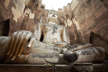 13. yüzyılda tapınak enshrining, Sukhothai, Tayland en büyük Buda resim. Wat Si dostum Phra Achana.