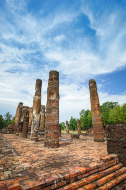 UNESCO Dünya Mirası site Wat Chetuphon Sukhothai Historical Park, Sukhothai Eyaleti, Tayland.